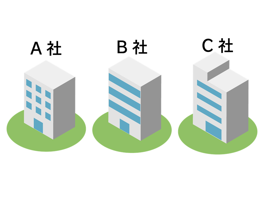 3社のビルイラスト