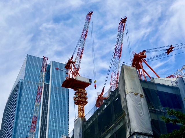 再開発中エリア、ビル建設